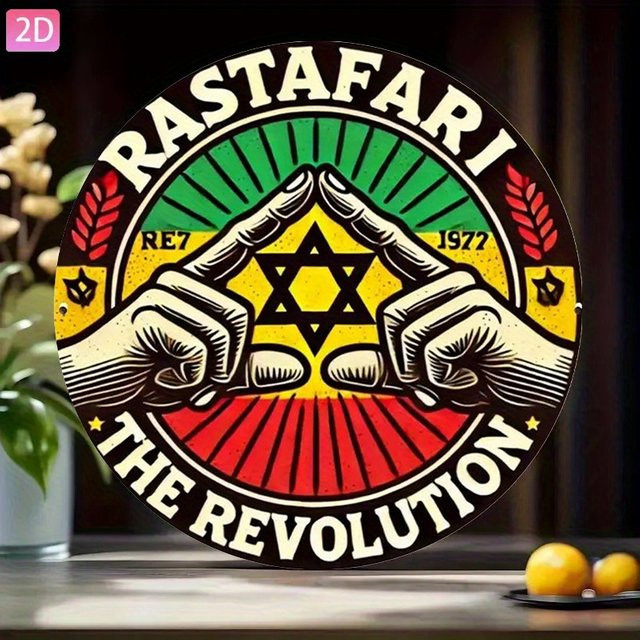 Potdemiel Rastafari Movement Retro-Wanddekoration aus Aluminium, rund, mehrfarbig, Durchmesser: 20 cm - Bild 1
