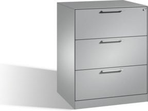 C+P Hängeregistraturschrank Asisto für Hängehefter DIN A4, 3 Schubladen, zweibahnig, Weißaluminium/Grau, Stahl, Höhe: 101,0 cm, Breite: 60,0 cm, Tiefe: 80,0 cm - Bild 1