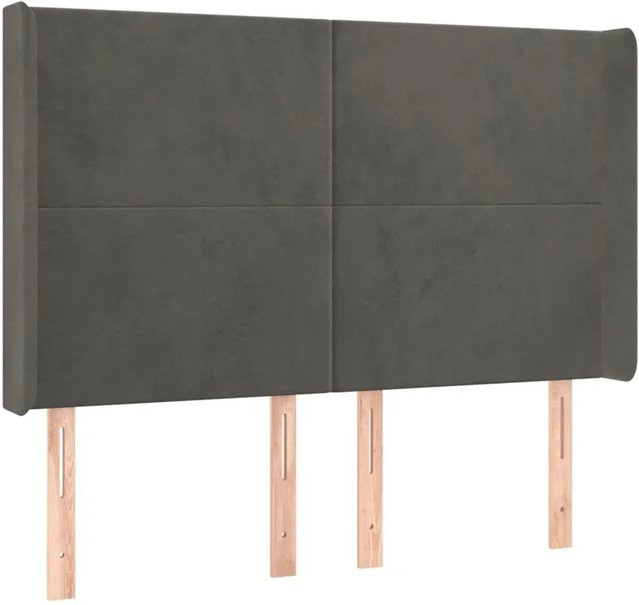 vidaXL LED Kopfteil aus Samt in Dunkelgrau mit USB-Ladeport und integrierter Beleuchtung, B: 147 cm, H: 118 cm, T: 16 cm - Bild 1