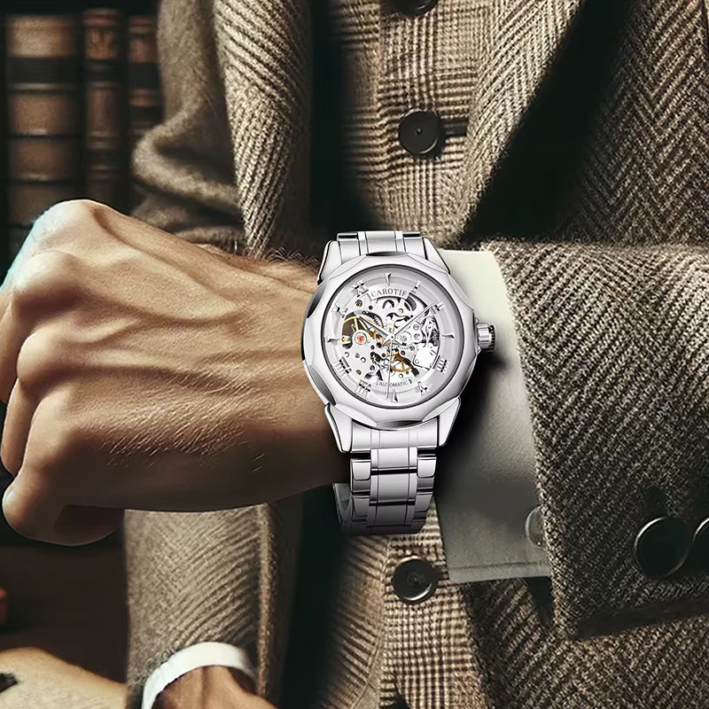 CAROTIF Armbanduhr Edelstahl, Automatik, Silber, Herren - Bild 4