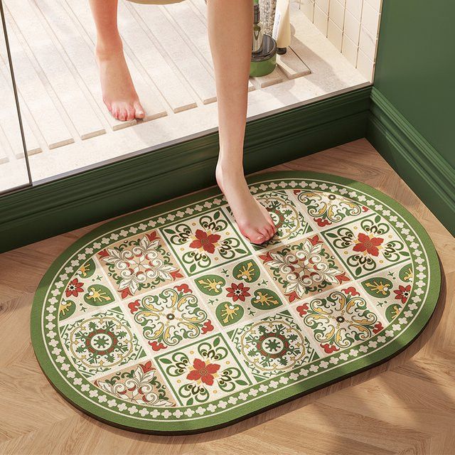VIKAMA Bodenmatte im amerikanischen Stil, Vintage-Kieselgur-Bodenmatte als wasserabsorbierende Badezimmer-Türmatte und Küchenteppich zur Heimdekoration - Bild 1