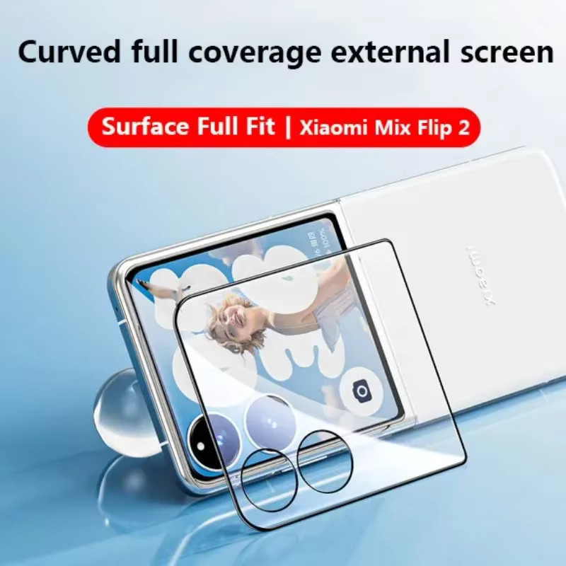 Xiaomi Mix Flip 2 5G Ultra HD Clear 3D gebogenes gehärtetes Glas Displayschutzfolie, transparent, 9H Härtegrad, Full Cover Anti-Scratch - Bild 2