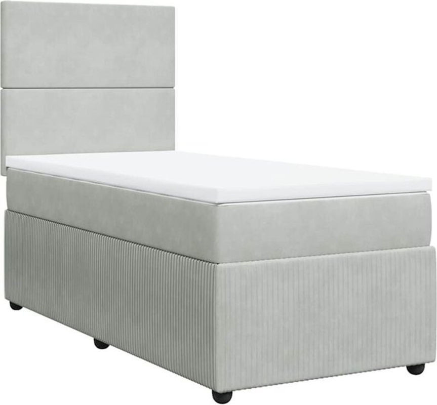 Vidaxl Boxspringbett mit Matratze in Grau aus Samt, B/T/H: 80 x 200 x 150,5 cm - Bild 1