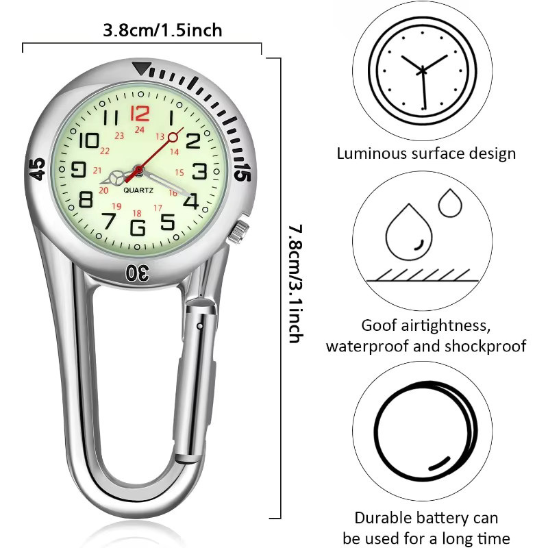JBAILI Taschenuhr, Quarz, Edelstahl, Silber, Weiß, Unisex - Bild 3