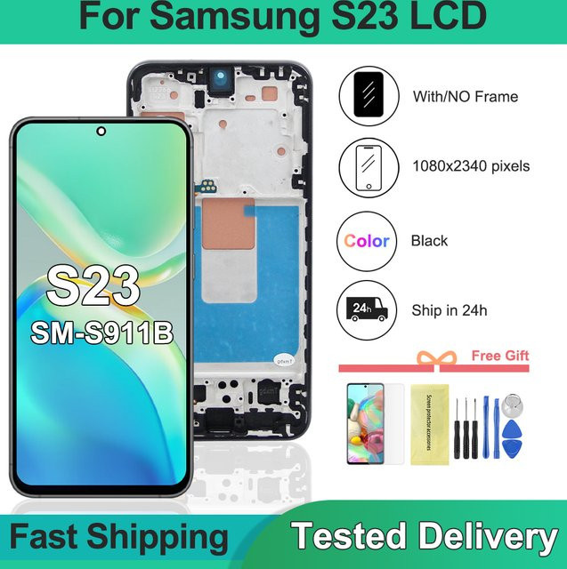 Sinmaytai Ersatz Display Touchscreen LCD mit Rahmen für Samsung Galaxy S23 5G (S911B, S911U) in Schwarz oder Lila - Bild 1
