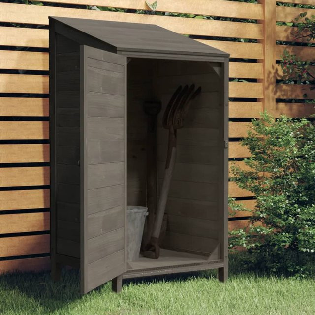 vidaXL Geräteschrank aus Massivholz Tanne, Anthrazit, B/T/H: 55 x 52 x 112 cm - Bild 3