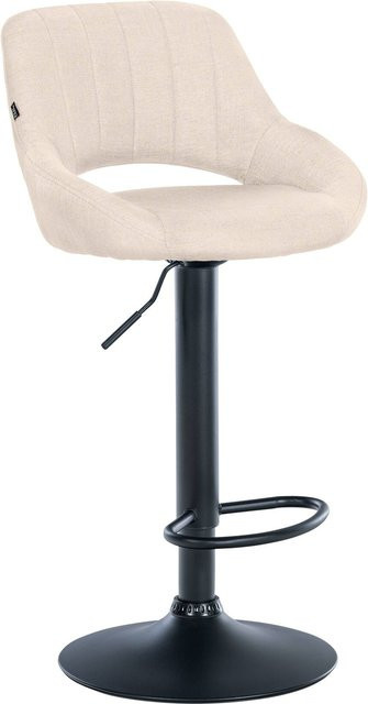 CLP Barhocker Milet höhenverstellbar mit Lehne, gepolsterter Barstuhl mit Stoffbezug in Beige, drehbarer Tresenstuhl mit Metallgestell - Bild 1
