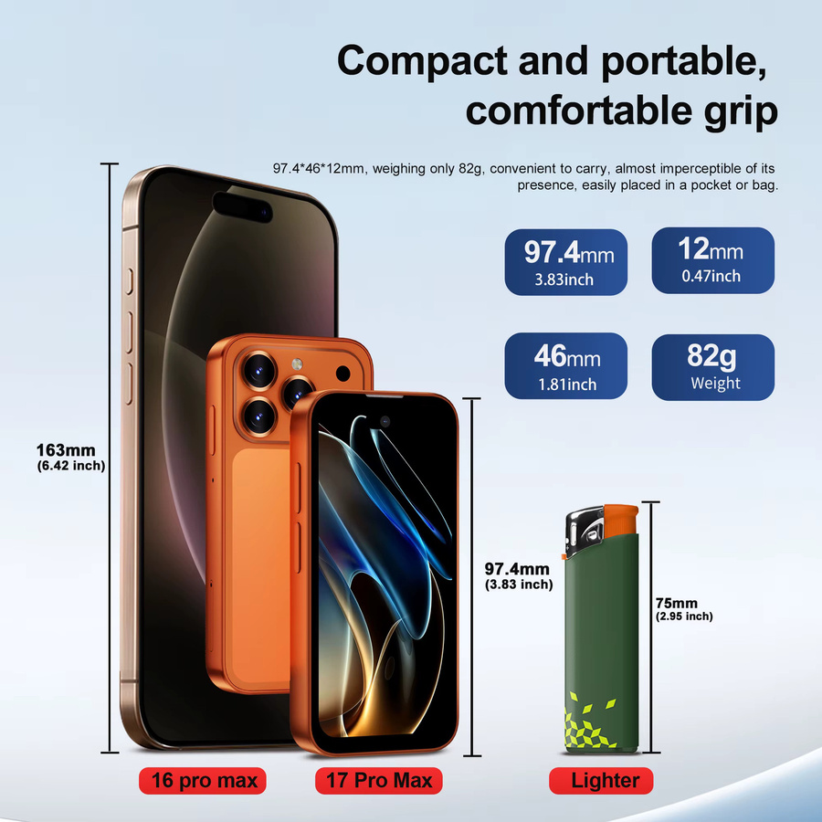 SERVO 17 PRO MAX Mini-Smartphone in Orange mit 3,75 Zoll Fullview-Display, Android, 3G Mobilfunk, Dual-SIM, Gesichtserkennung und GPS - Bild 4