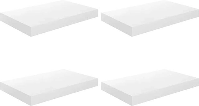 4er-Set vidaXL Schweberegale in Hochglanz-Weiß aus MDF, B/T/H: 40 x 23 x 3,8 cm - Bild 1