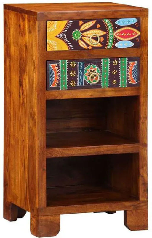 Vidaxl Beistelltisch aus Mango Massivholz in Braun mit dekorativen Intarsien im Landhaus- und Bohemian-Stil - Bild 1