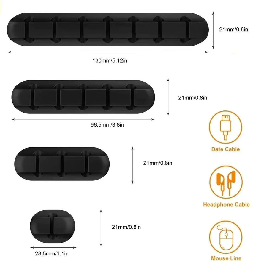 QUERPXAF Silikon USB Kabel Organizer und Kabelhalter für Maus, Tastatur und Kopfhörer in Schwarz oder Grau - Bild 6