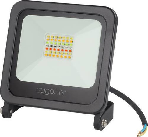 Sygonix SY-4782326 LED Außenstrahler Schwarz mit WiFi und RGB-Farben, 24W, dimmbar und mit Timer für Garten und Terrasse