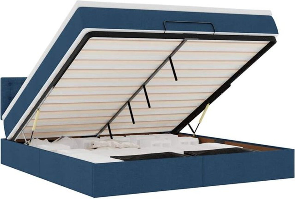 Vidaxl Ottoman Polsterbett mit Matratze aus Stoff in Blau, Modernes Design, B/T: 160 x 200 cm - Bild 1