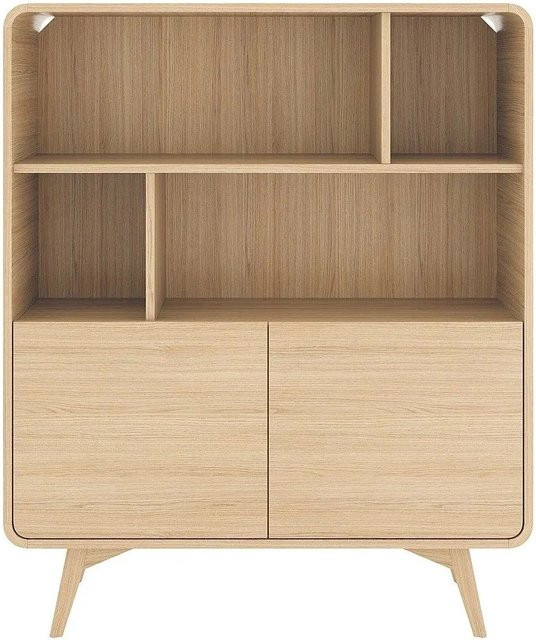 Vente-unique Bücherregal Jalemo Skandinavisch in Natur und Beige, Breite: 108 cm, Höhe: 130 cm, Tiefe: 39 cm - Bild 1