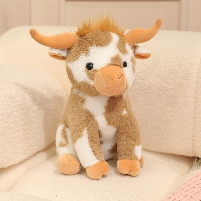 Yiran toy Kawaii Hochlandrind Plüschtier, 30cm, Braun - Bild 1