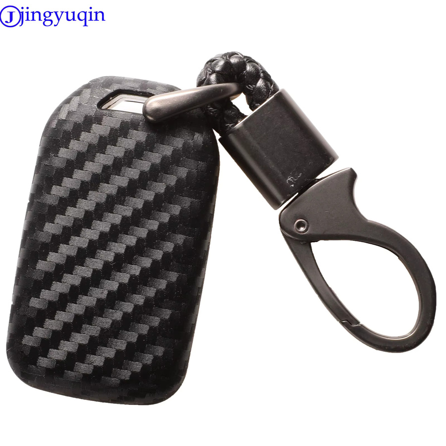 Jingyuqin Carbon Silikon Schutzhülle für Honda Civic Accord Pilot Keyless Smart Key Fob in Schwarz - Bild 4