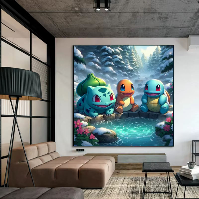Potdemiel 5D DIY Pokémon Pikachu Diamantmalerei Mosaik Set als Wandmontage für Kinder, mehrfarbig, rund, Durchmesser: 30 cm - Bild 2