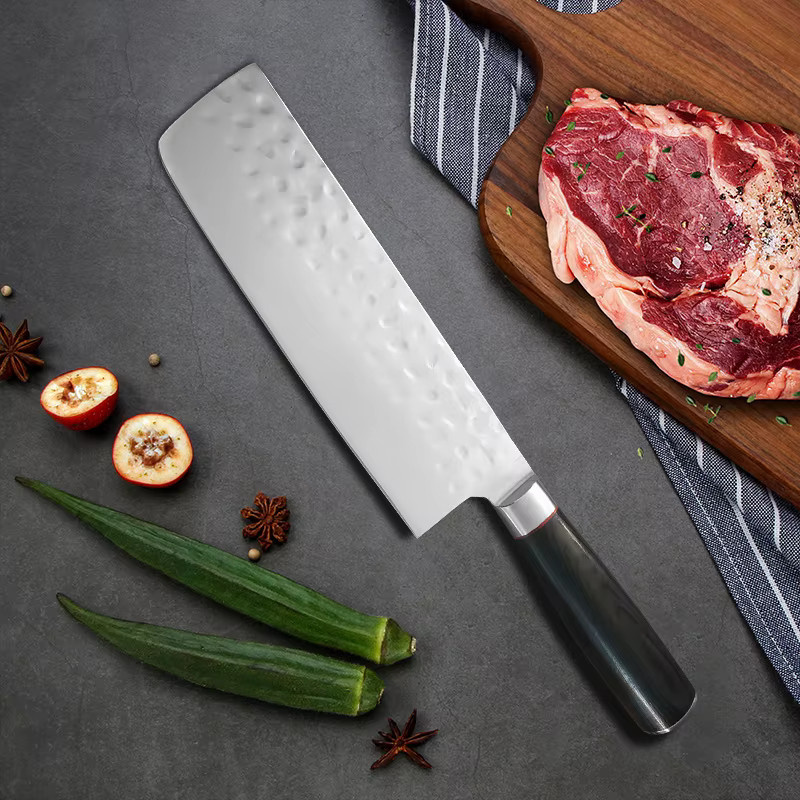 InLeung Edelstahl-Küchenmesser mit Holzgriff in Silber zum Schneiden von Fleisch, Fisch und Gemüse - Bild 3