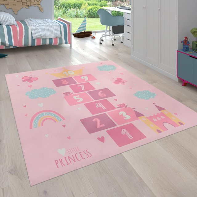 Kinderteppich Bini pink quadratisch, rutschfest und waschbar, B/B: 200 x 200 cm - Bild 1