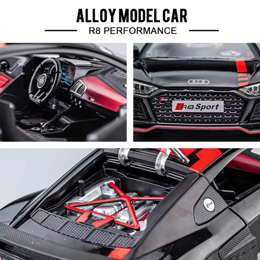 RMZ city R8 V10 A8 Sportwagen Modell, Maßstab 1:24, Metall, mit Licht und Sound - Bild 1