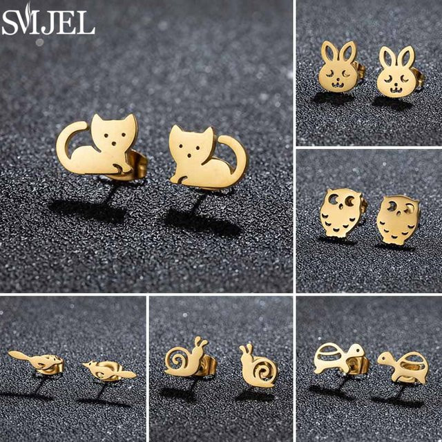 SMJEL Ohrstecker Edelstahl, Gold, Damen, Minimalistisch - Bild 1