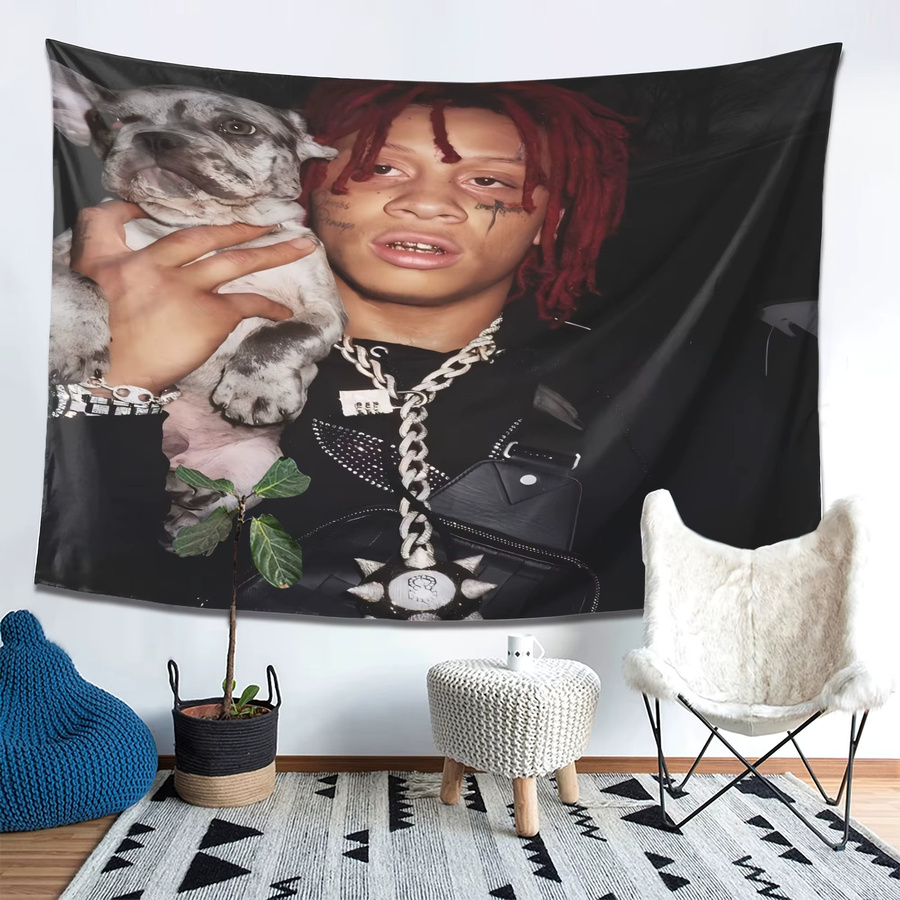 VIKAMA Wandteppich Trippie Redd Dog-Hugging Streetwear Design, Mehrfarbig, Breite: 60 cm, Höhe: 40 cm - Bild 4
