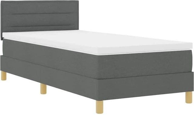 vidaXL LED Boxspringbett mit Matratze Dunkelgrau B/T/H: 80 x 200 cm mit USB-Anschluss und Unterbettbeleuchtung - Bild 1