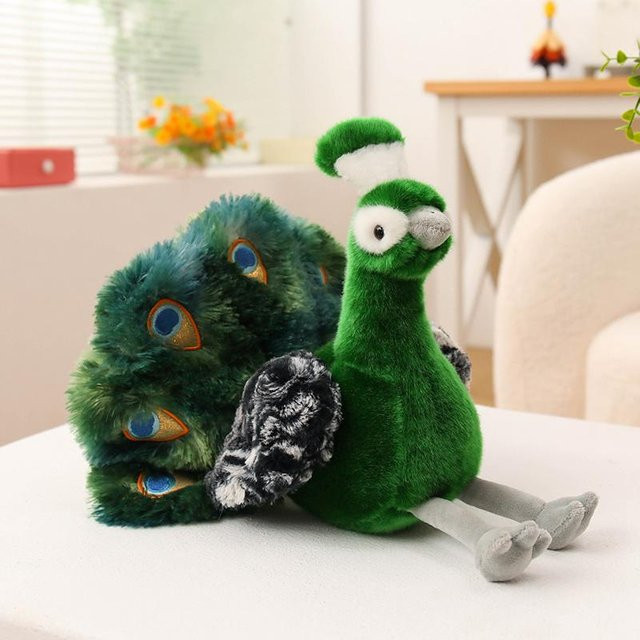Yiran Health & Beauty Pfauenpuppen-Stofftier, Buntes Zoo-Tier Puppe, ab 14 Jahren - Bild 1