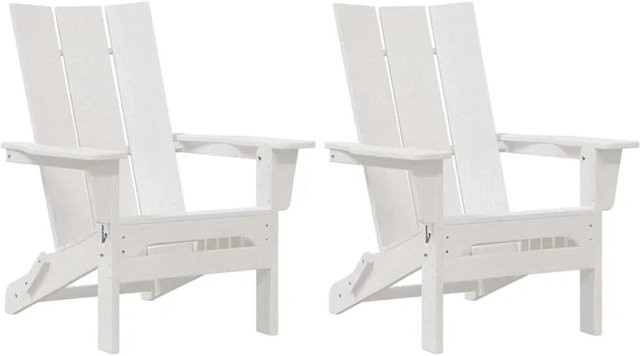 vidaXL Gartenstuhl Set 2 Stück Weiß Modern mit Armlehnen aus Kunststoff B/T/H: 80,5 x 74,5 x 92 cm - Bild 1