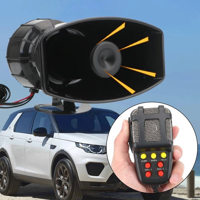 12V 100W PA-System mit Mikrofon und Verstärker als lautes Auto-Horn und Sirene in Schwarz - Bild 1
