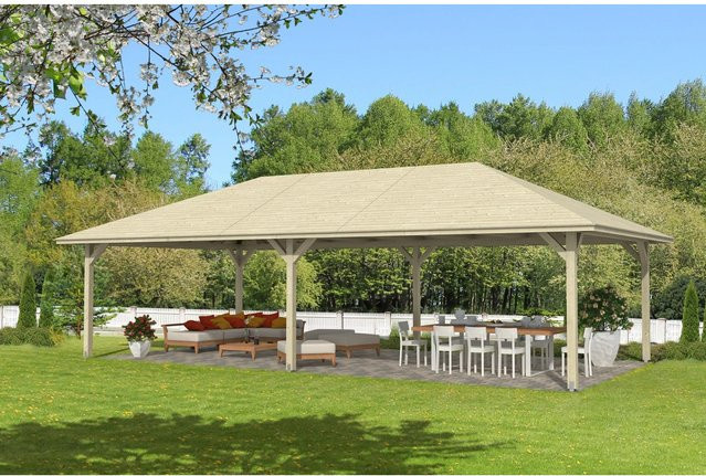 Skan Holz Pavillon Orleans 4 aus unbehandeltem Fichtenholz in Beige, B/T/H: 489 x 966 x 489 cm - Bild 1