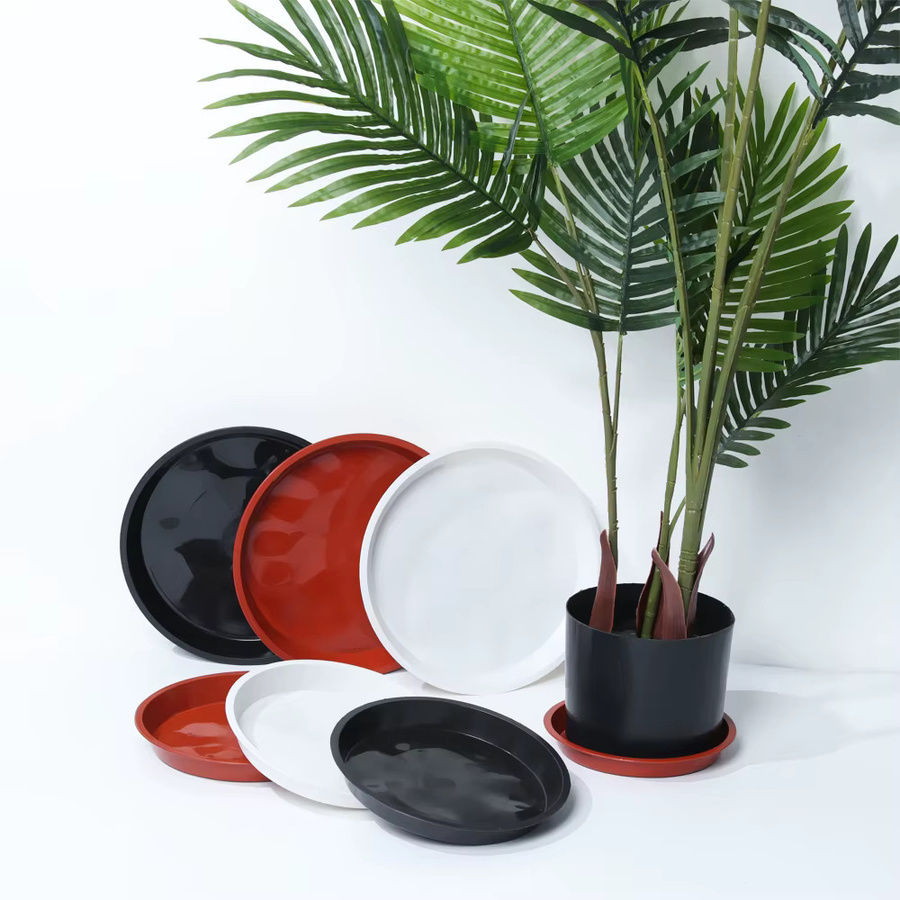 3er Set runde Pflanzenuntertassen aus Kunststoff in Schwarz für Indoor und Outdoor Pflanzen - Bild 4