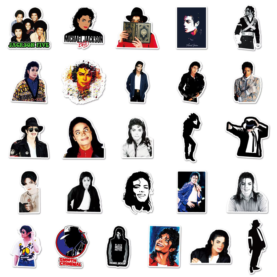 50 Stück Michael Jackson Aufkleber von Potdemiel in Multicolour für Skateboard, Kühlschrank und Koffer - Bild 4
