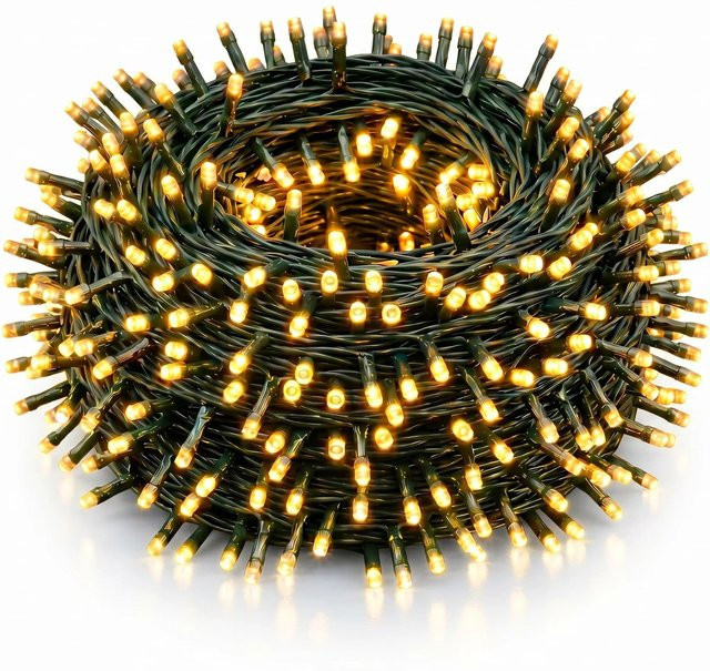 Salcar Solar Lichterkette mit 240 LED in Warmweiß, 10,75 m Länge, USB & Solar betrieben mit Fernbedienung und verschiedenen Lichteffekten für Garten, Balkon und Terrasse - Bild 1