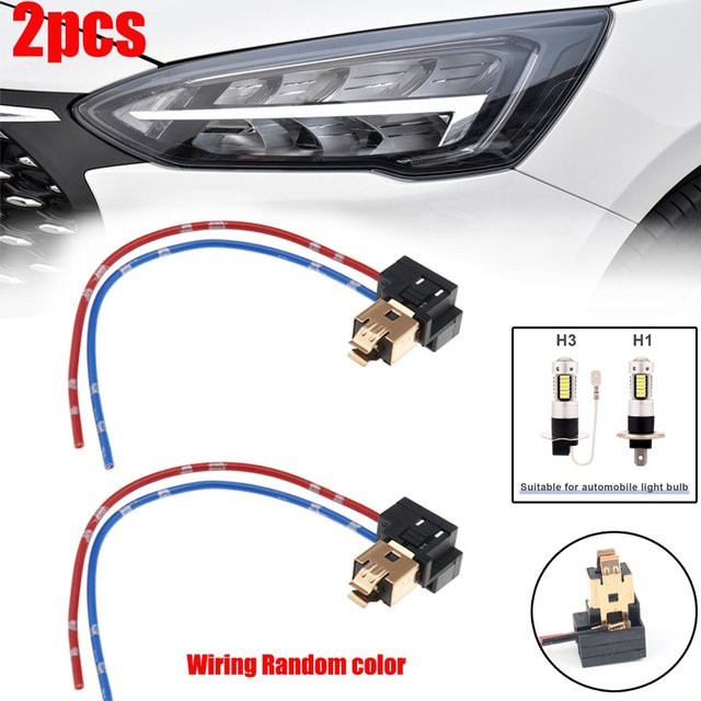 SUITU 2er Set Auto Scheinwerfer Adapter H1 H3 Kabelbaum Buchse Verlängerung Schwarz - Bild 1