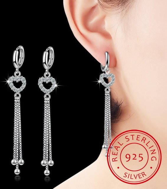 POMOiii Ohrringe 925 Silber, Herz, Zirkonia, Weiß, Damen - Bild 1