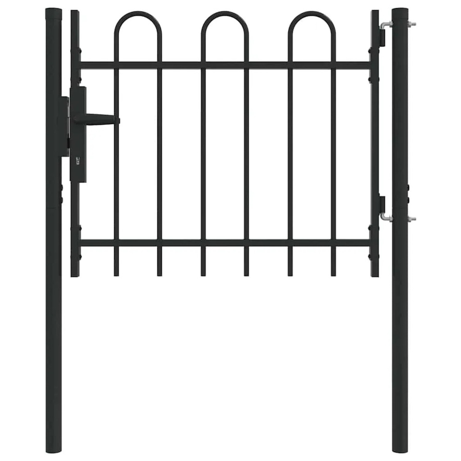 vidaXL Zauntor aus pulverbeschichtetem Stahl in Grau, B: 100 cm, H: 75 cm - Bild 2