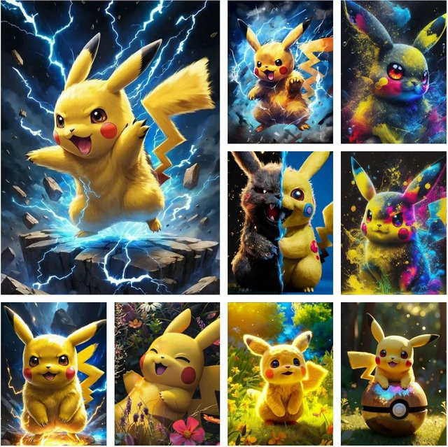 Potdemiel Pokémon Pikachu, Diamant-Kunstgemälde, Mosaik, DIY - Bild 1