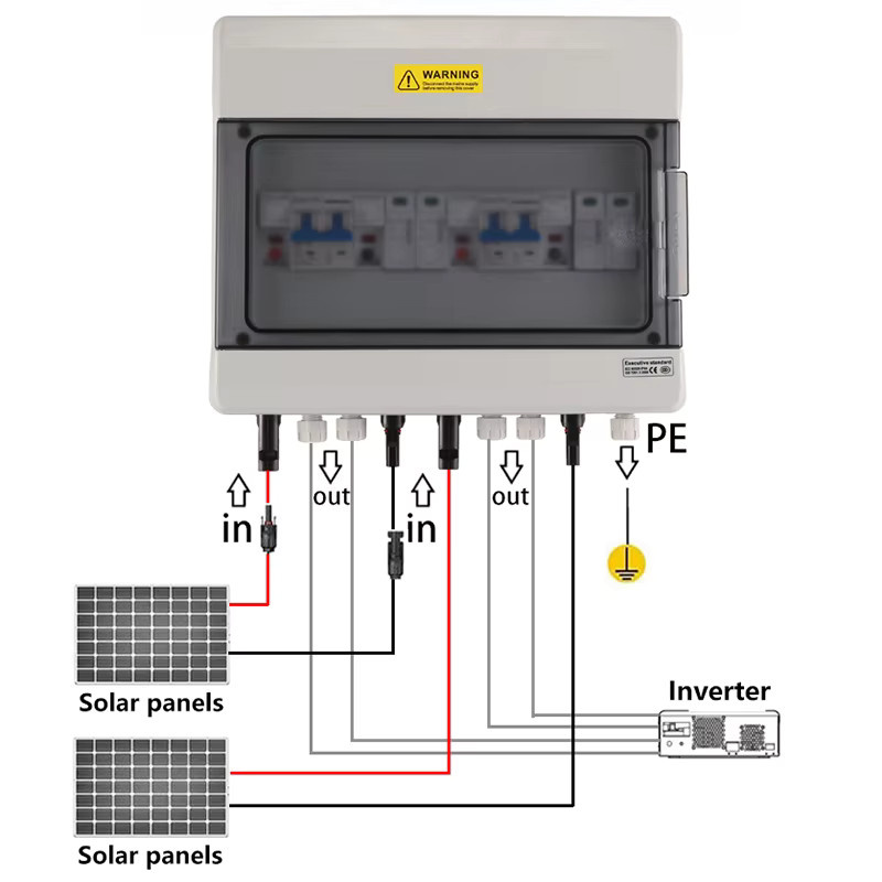 XIONGISOLAR PV-Kombinatorbox mit 2 Eingängen und 2 Ausgängen, Blitzschutz SPD 1000 V, 600 V DC, IP65 wasserdicht - Bild 5