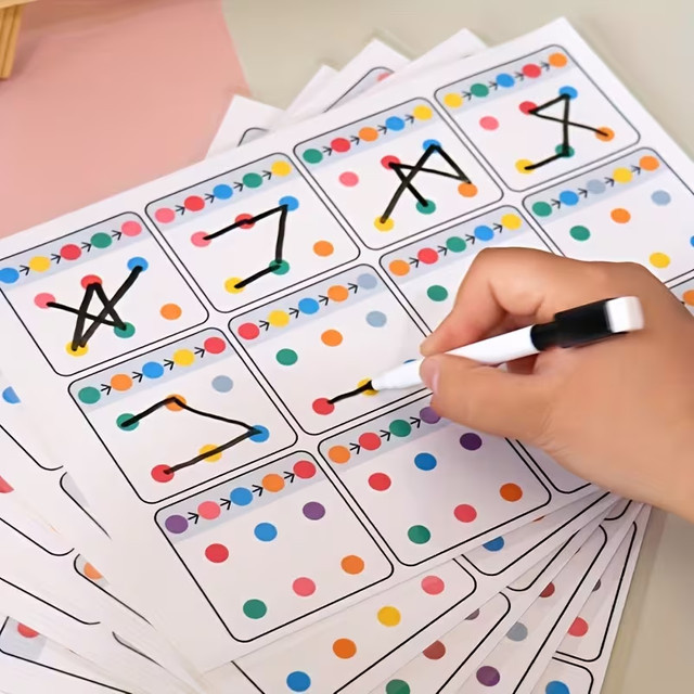 Wiederverwendbare Lernkarten im A4-Format für Kinder zur visuellen Fokus- und Gedächtnistraining mit 12 Seiten in Mehrfarbig - Bild 1