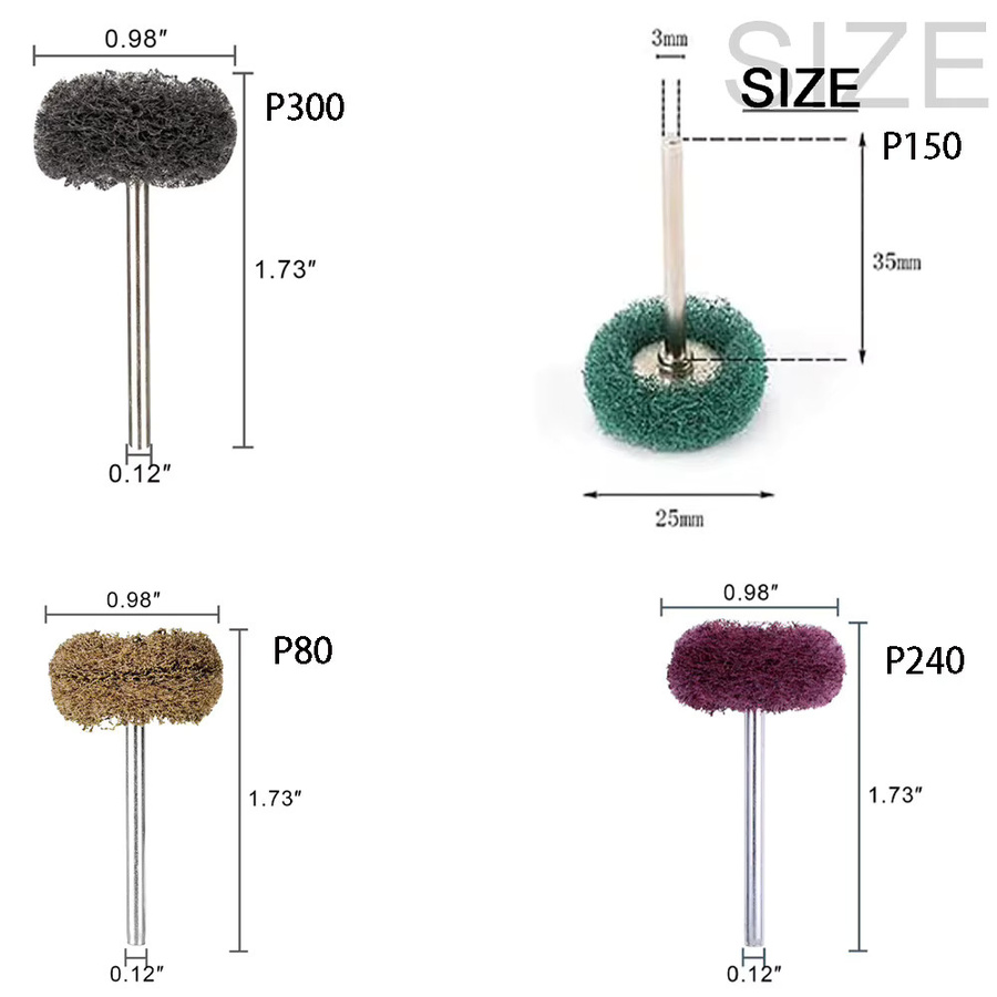 NuoDunco 10 Stück Nylon-Polierscheiben in Grün, 25 mm Mini-Schleifbürsten für Metall und Holz als Zubehör für Dremel und Handwerkzeuge - Bild 2