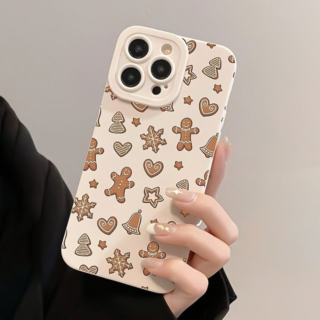 Apple iPhone Handyhülle aus TPU mit Schneeflocken- und Herzmuster in Beige, Frosted Design für iPhone 17 bis iPhone 7/8/SE/X/XR/XS/Mini/Plus/Pro/Pro Max - Bild 1