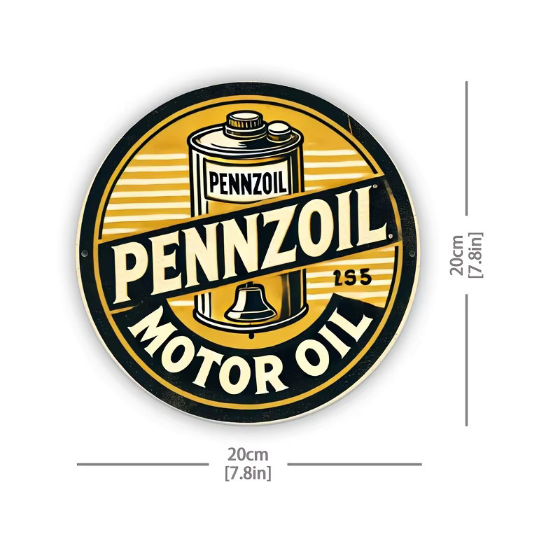 Rundes Blechschild Potdemiel im Vintage-Stil Motoröl als Wanddekoration aus Metall, Durchmesser: 20 cm - Bild 2