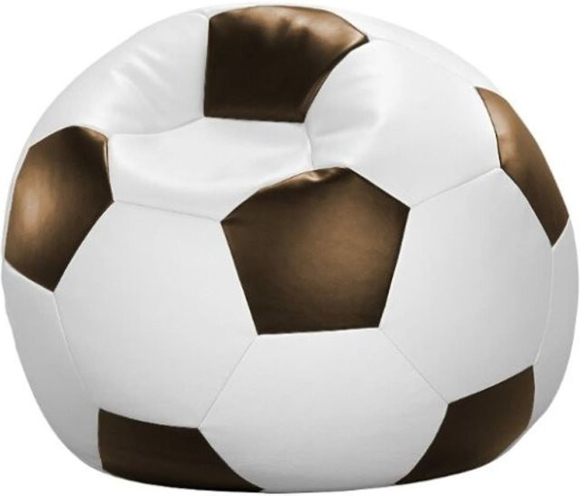 Linke Licardo Fußball-Sitzball aus Kunstleder in Weiß/Braun, Durchmesser: 90 cm - Bild 1