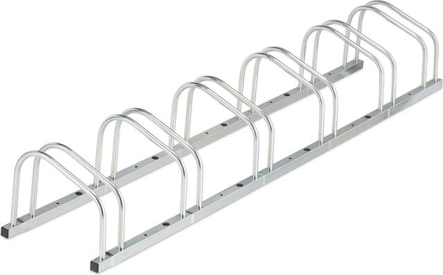 Relaxdays Fahrradständer aus verzinktem Stahl in Silber für 6 Fahrräder, B/T/H: 168 x 33,5 x 26 cm - Bild 1