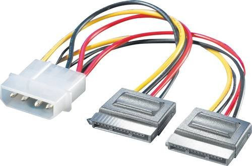 Roline Festplatten Anschlusskabel mit 1x Molex 4-pol Stecker und 2x SATA-Strom-Buchse 15-pol in Multicolor, Länge: 0,12 m - Bild 1