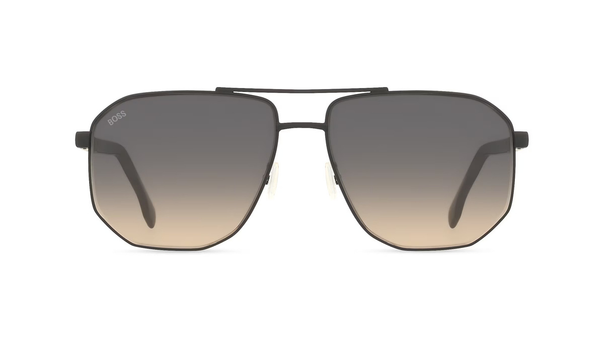 Hugo Boss 1832/S Sonnenbrille Aviator, Vollrand, Edelstahl, Herren, schwarz, grau - Bild 1