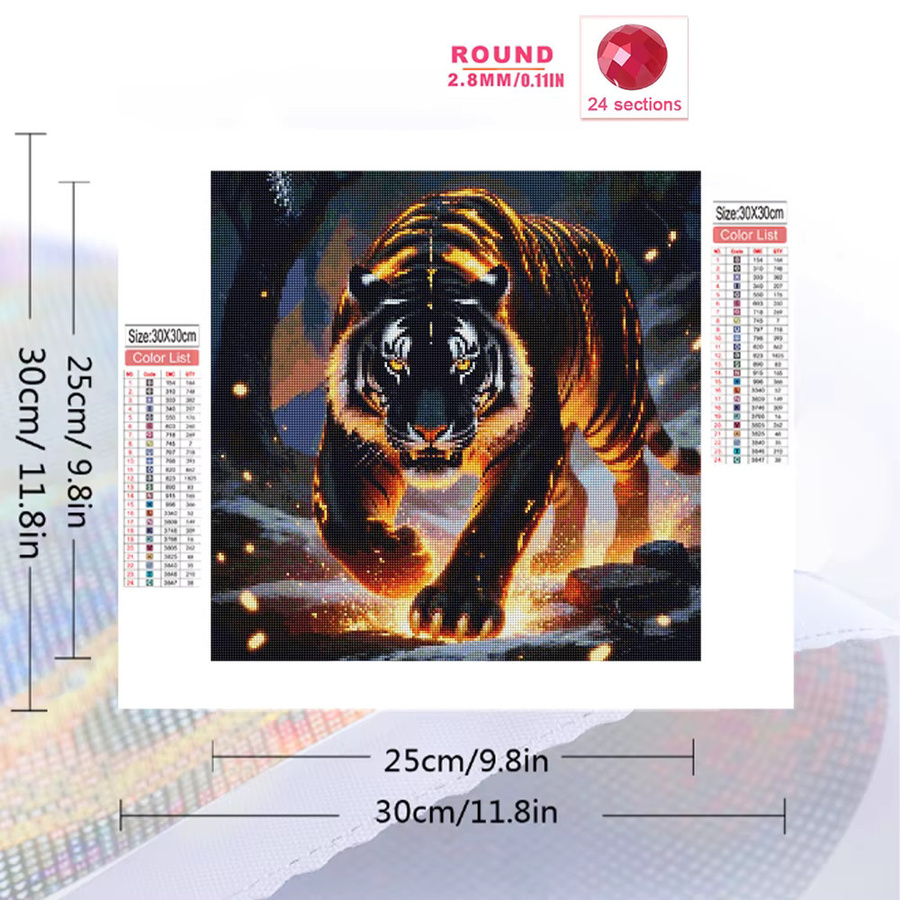 EverShine DIY Diamantmalerei Tiger Motiv mit runden Acryl-Steinen in Multicolour, B/H: 20 x 20 cm - Bild 2