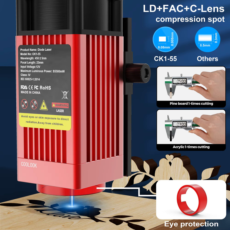 Coolook CK1-55 Laser Gravurmaschine mit 90W Laser, WiFi-Steuerung zum Gravieren und Schneiden von Metall, MDF und Acryl - Bild 3