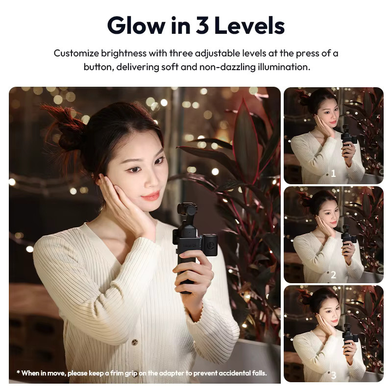 Ulanzi LM001 Pocket 3 Mini-Licht Schwarz: 3-stufige LED-Videoleuchte für DJI OSMO Pocket 3, ideal für Fotografie, Livestreaming und Vlogging - Bild 4